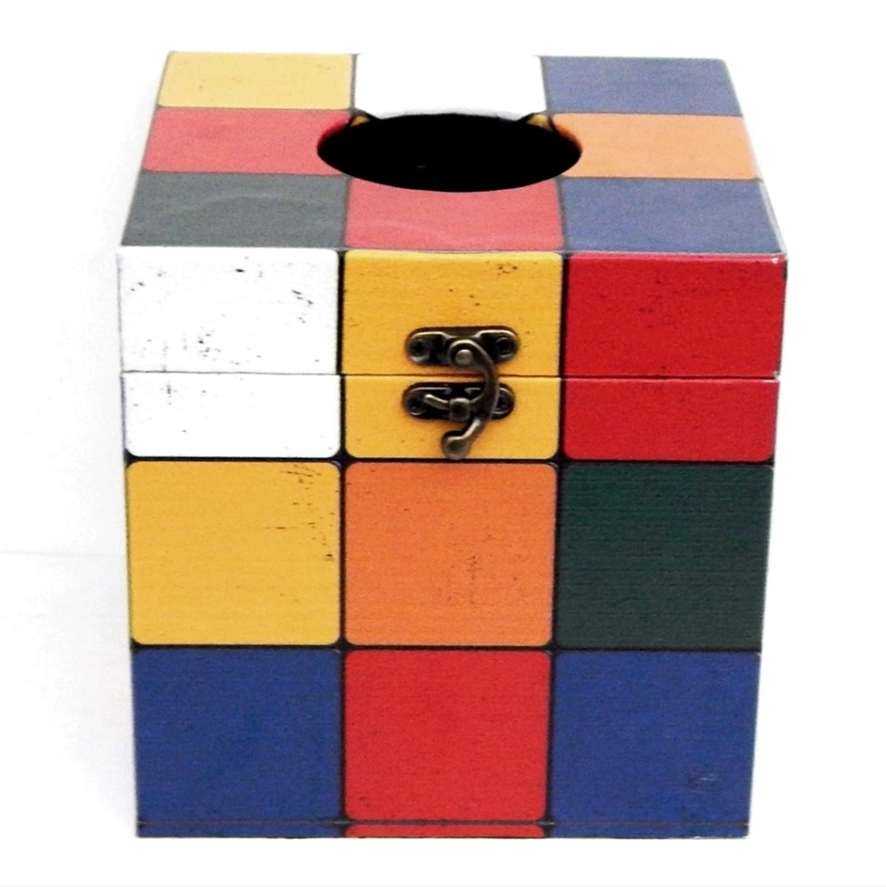 Tissue Box Cover Rubik's Cube Square Tissue Box Holder BRAND NEW